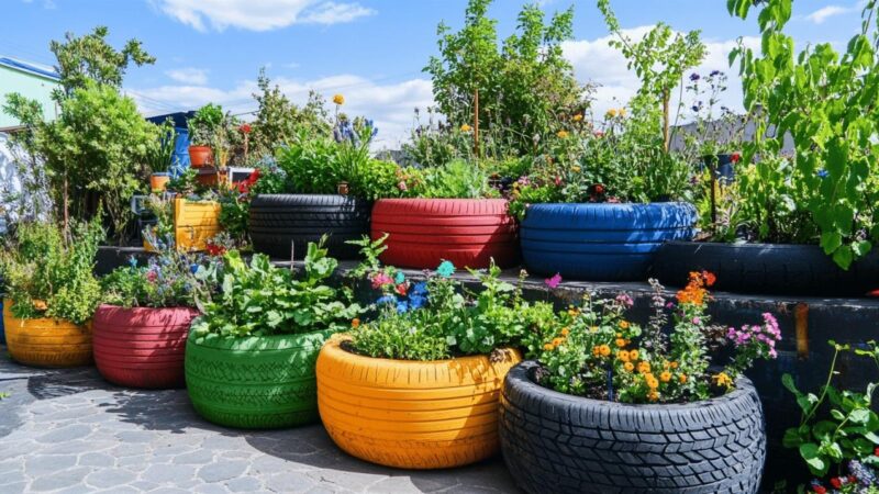 Amenagement jardin : 5 etapes pour creer des jardinieres uniques avec vos vieux pneus